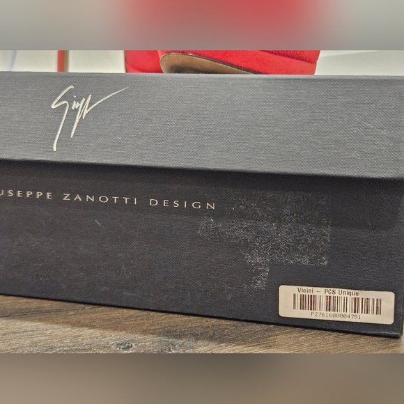 Giuseppe Zanotti Red Suede Peep Toe Platform Heels - Picture 12 of 13